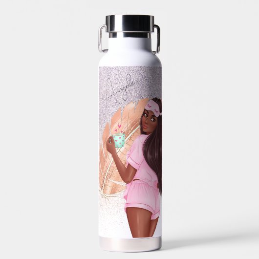 Morning Imitats Glitzer Girl Black Trinkflasche (Vorne)