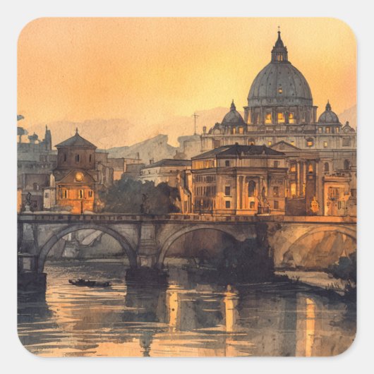 Morning in Rome Quadratischer Aufkleber (Vorderseite)