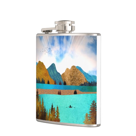 Morning Lake Rower Flachmann (Links)