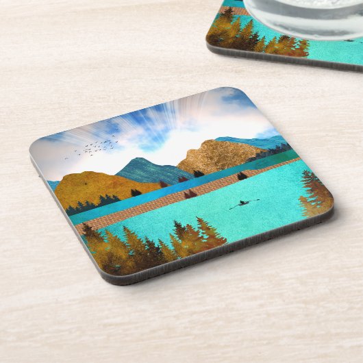 Morning Lake Rower Getränkeuntersetzer (Linke Seite)