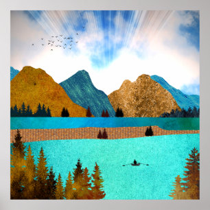 Morning Lake Rower Poster