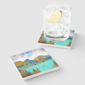 Morning Lake Rower Steinuntersetzer (Seitenansicht)