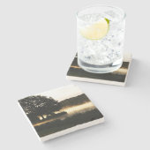 Morning Lake Scene Küste Steinuntersetzer (Seitenansicht)