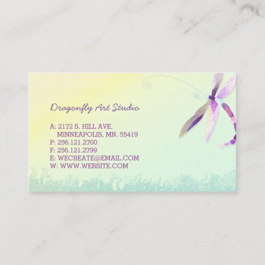 Morning Meadow Dragonfly Elegante Visitenkarten Visitenkarte (Rückseite)