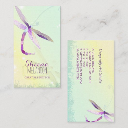 Morning Meadow Dragonfly Elegante Visitenkarten Visitenkarte (Vorne/Hinten)
