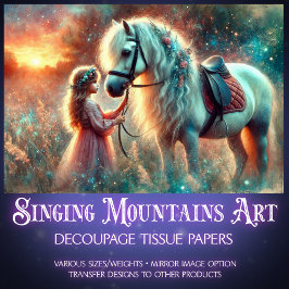 Morning Meadow Niedlich Girl and Horse Decoupage Seidenpapier