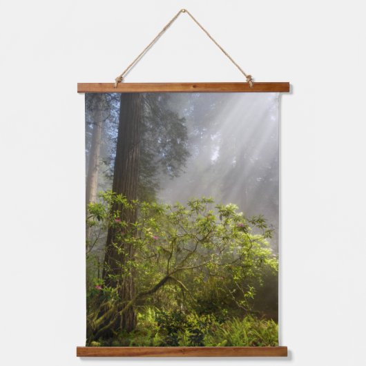 Morning Mist on Rhododendron Wandteppich Mit Holzrahmen (Vorderseite)