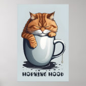 Morning Mood Cat Kaffee, Funny Cat Digital Art Poster (Vorne)