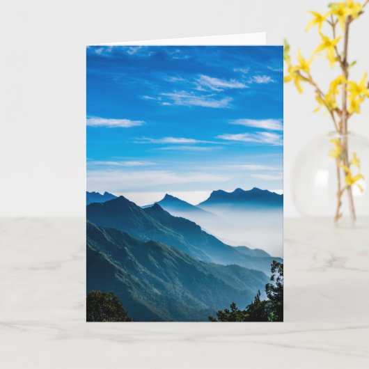 Morning Mountains Nebellandschaft Karte (Gelbe Blume)