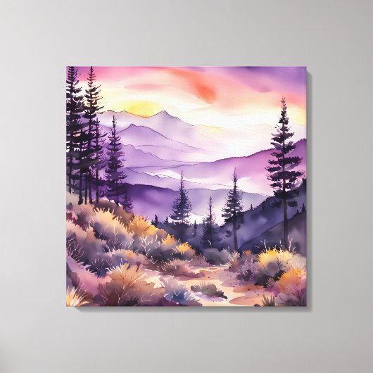 Morning nebel Smokey Mountains Wasserfarbe Leinwanddruck (Vorderseite)