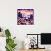 Morning nebel Smokey Mountains Wasserfarbe Poster (Heimbüro)