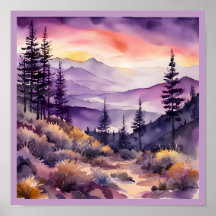 Morning nebel Smokey Mountains Watercolor Square