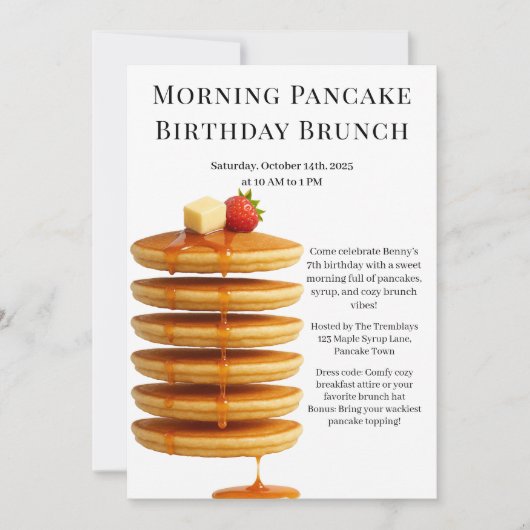 Morning Pancake Birthday Brunch | Cosy Weekend Einladung (Vorderseite)
