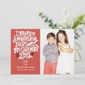 Morning Person 25. Dezember Funny Holiday Foto Karte (Stehend Vorderseite)