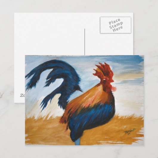 Morning Rooster Postkarte (Vorne/Hinten)