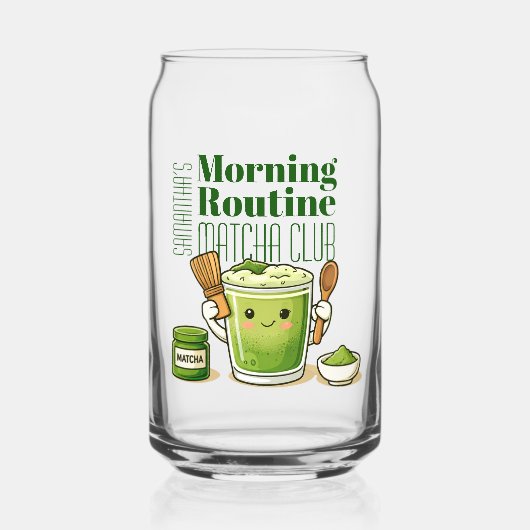 Morning Routine Matcha Club Personaliezed Dosenglas (Vorderseite)
