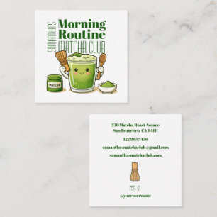 Morning Routine Matcha Club Personalisiert Quadratische Visitenkarte