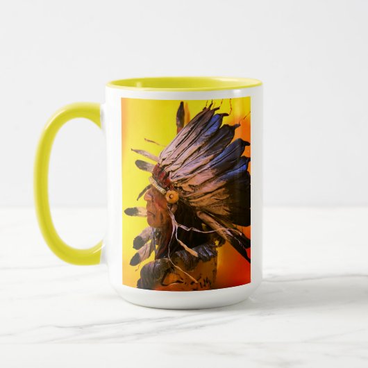 "Morning Sky" native chief original art Tasse (Links)