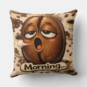Morning, sleepy coffee bean funny relatable coffee kissen (Rückseite)