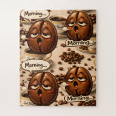 Morning, sleepy coffee bean funny relatable jigsaw puzzle (Vertikal)