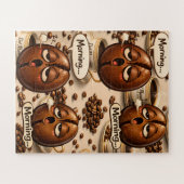 Morning, sleepy coffee bean funny relatable jigsaw puzzle (Horizontal)