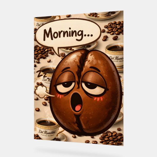 Morning, sleepy coffee bean funny relatable medium acrylschild (Winkel)