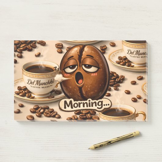Morning, sleepy coffee bean funny relatable post post-it klebezettel (Auf Schreibtisch)
