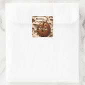 Morning, sleepy coffee bean funny relatable square quadratischer aufkleber (Tasche)