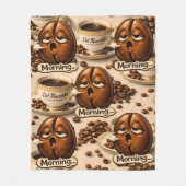 Morning sleepy coffee bean funny repeated pattern fleecedecke (Vorderseite)