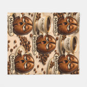 Morning sleepy coffee bean funny repeated pattern fleecedecke (Vorderseite (Horizontal))