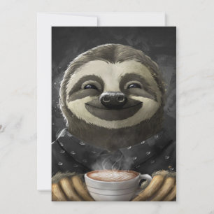 Morning Sloth Coffee Black Feiertagskarte