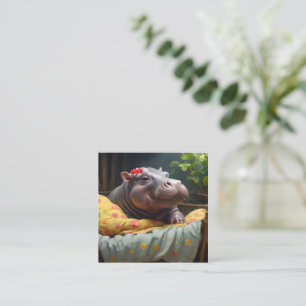 "Morning Snuggles: Baby Hippo Wecke in Basket, Mitteilungskarte