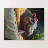 "Morning Snuggles: Baby Hippo Wecke in Basket, Puzzle (Horizontal)