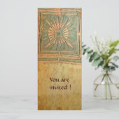 MORNING STAR , antik-gelb-grün Einladung (Stehend Vorderseite)