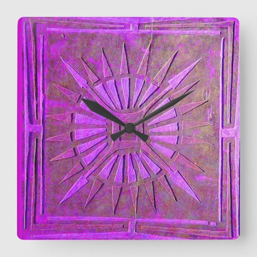 MORNING STAR , antike Purple Quadratische Wanduhr (Vorderseite)