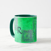 MORNING STAR Pawnee Native American Green Monogram Tasse (Vorderseite Links)
