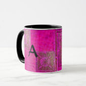 MORNING STAR Pawnee Pink Fuchsia Black Monogram Tasse (Vorderseite Links)