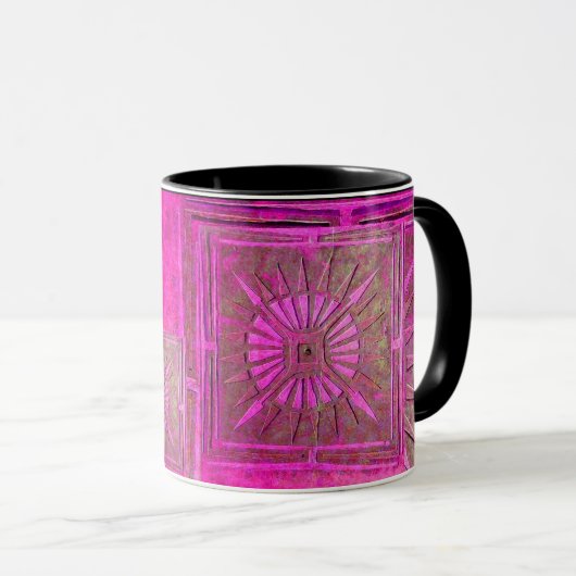 MORNING STAR Pawnee Pink Fuchsia Black Monogram Tasse (VorderseiteRechts)