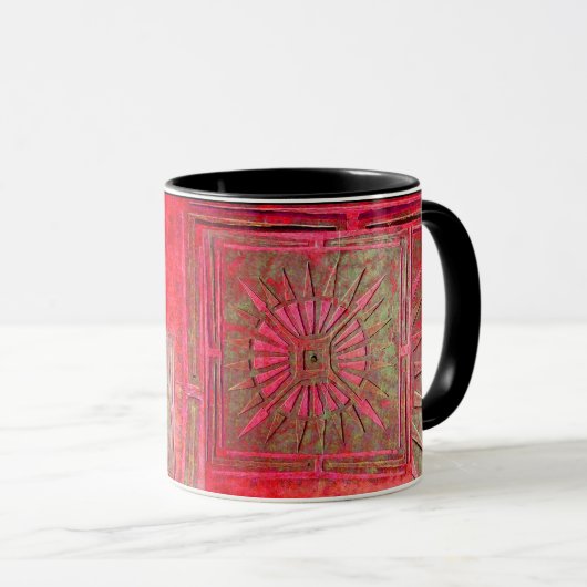 MORNING STAR Pawnee Red Green Black Monogram Tasse (VorderseiteRechts)