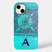 MORNING STAR Türkis Aqua BlueTeal Monogramm Case-Mate iPhone Hülle (Rückseite)