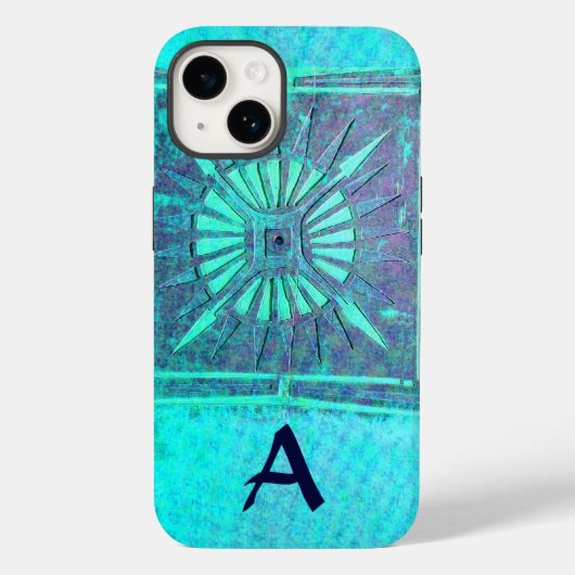 MORNING STAR Türkis Aqua BlueTeal Monogramm Case-Mate iPhone Hülle (Rückseite)