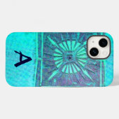 MORNING STAR Türkis Aqua BlueTeal Monogramm Case-Mate iPhone Hülle (Rückseite (Horizontal))