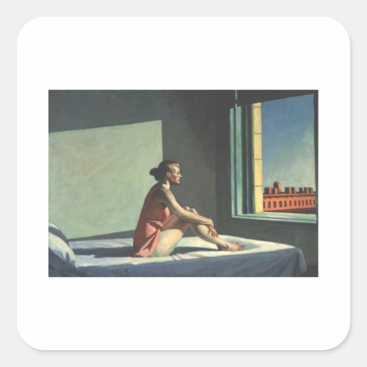 Morning Sun - Edward Hopper Quadratischer Aufkleber (Vorderseite)