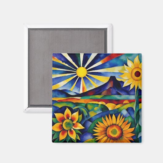 Morning Sunblumen Magnet (Vorderseite/Rückseite)