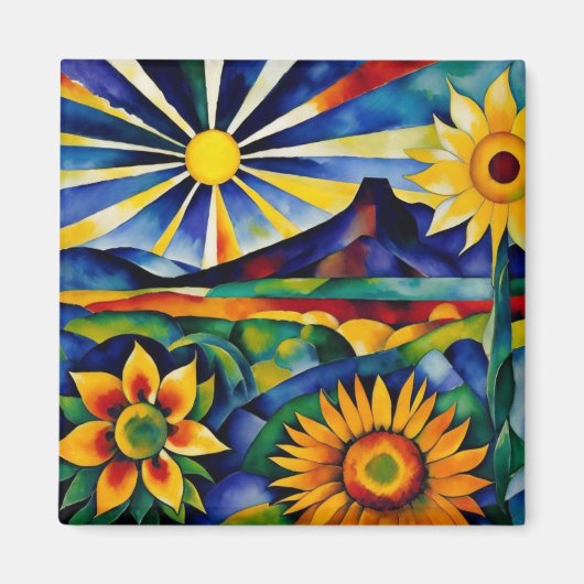 Morning Sunblumen Magnet (Vorne)