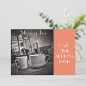 Morning Tea Café Party Einladung (Stehend Vorderseite)