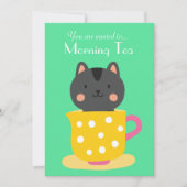 Morning Tee Retro Kitty Tee Cups Party Einladung (Vorderseite)