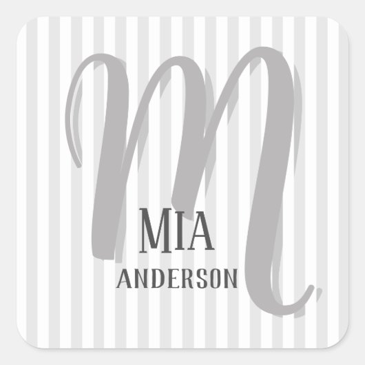Morning Vibe Personalisiert Monogram Quadratischer Aufkleber (Vorderseite)