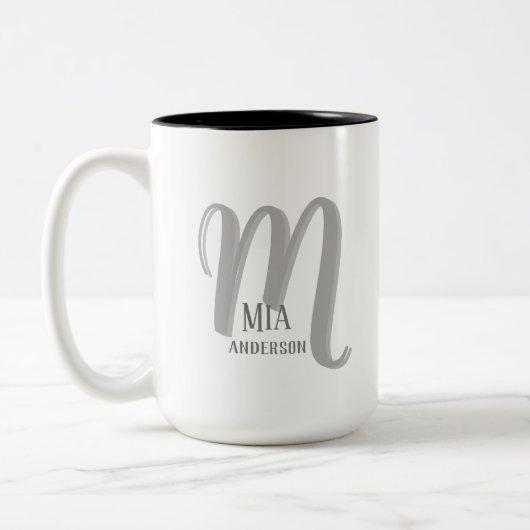 Morning Vibe Personalisiert Monogram Zweifarbige Tasse (Links)