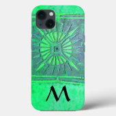 MORNSTAR , Aquamarines grünes Schwarzes Monogramm Case-Mate iPhone Hülle (Rückseite)